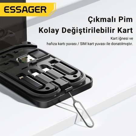 6in1 60W Type C, Micro ve İphone Lightning Kablolu, Dönüştürücü, Sim Aparatlı Seyahat Seti
