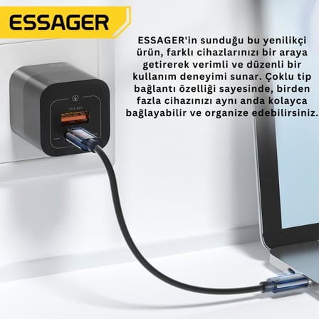 6in1 60W Type C, Micro ve İphone Lightning Kablolu, Dönüştürücü, Sim Aparatlı Seyahat Seti