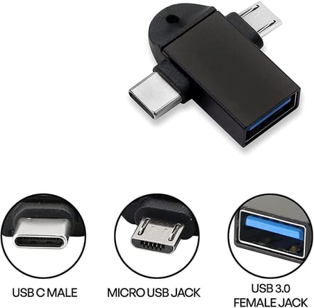 Parcbeny 6549 Micro USB Type-C 3 In 1 Dönüştürücü Çevirici Adaptör Otg USB 3.0 Girişli Type-C - Micro USB Dönüştürücü Aparat