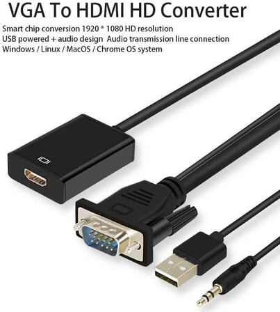 Vga To Hdmi Çevirici Dönüştürücü Adaptör Kablosu