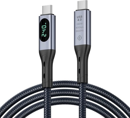 LED Ekranlı USB4 Kablosu, 8K Video, Max 40Gbps Veri Aktarımı, 240W USB C - USB C Şarj Kablosu, lPhone 16, MacBook, Thunderbolt 3, Monitör, Yerleştirme İstasyonları (3.3 ft) ile uyumlu
