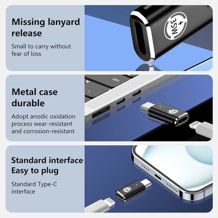 USB C - Adaptörü, 3'lü Paket Hızlı Şarj Dönüştürücü, Type-C Cihazlar İçin 35W Kulaklık Adaptörü
