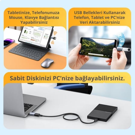 Jasoz Type-C to USB 3.1 Dönüstürücü Adaptör Mini OTG 10Gbps Veri Aktarım Type-c Dönüştürücü