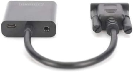 DA-70473 Vga’Dan Hdmi’Ya Dönüştürücü + Ses (3,5Mm) Full Hd (1080P), Kablo Tipi (15 Cm), Siyah