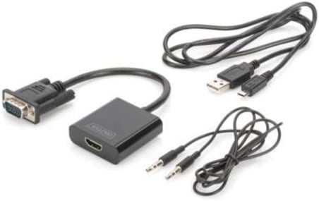 DA-70473 Vga’Dan Hdmi’Ya Dönüştürücü + Ses (3,5Mm) Full Hd (1080P), Kablo Tipi (15 Cm), Siyah