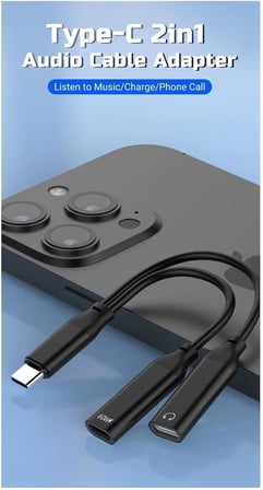 GA50 2in1 Type-C 60W PD Hızlı Şarj ve Ses Aktarımı Kulaklık Aux Dönüştürücü iPhone ile Uyumlu Alüminyum Kasa