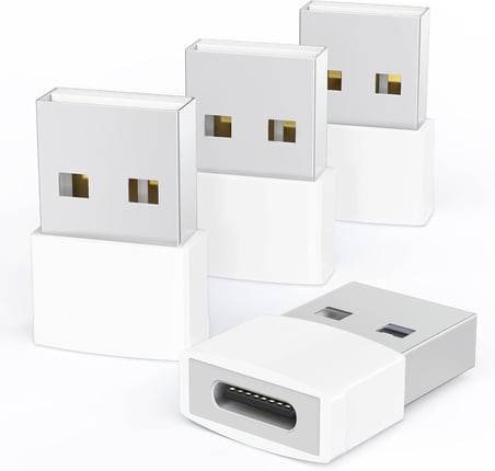 USB - USB C Adaptörü 4 Paket, Tip C Dişi - USB Erkek Dönüştürücü Güç Şarj Kablosu Adaptörü MagSafe Apple Watch Serisi 10/SE/Ultra 2 iPhone 17 E Air Pro Max AirPods Pro ile Uyumlu, Beyaz