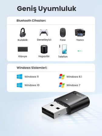 Mini USB Dongle Bluetooth 5.0 Adaptör Siyah