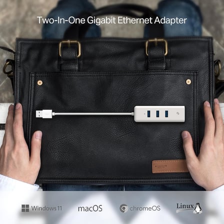 UE330, USB 3.0 3-Port Hub ve Gigabit Ethernet Adaptör İkisi bir arada USB Adaptör