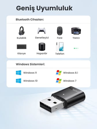 Mini USB Dongle Bluetooth 5.0 Adaptör Siyah
