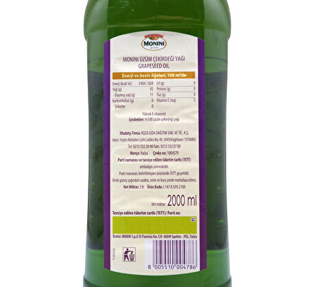 Monini Üzüm Çekirdeği Yağı 2 lt