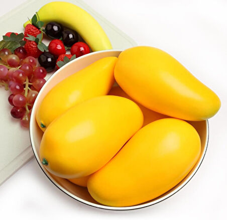 Yapay Meyve 6lı Paket Sarı Mango Fruit Tropik Meyve 12*7cm 1adet