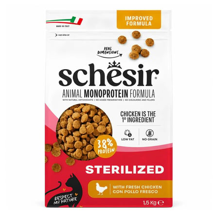 Schesir Monoprotein Tavuklu Kısırlaştırılmış Yetişkin Kedi Maması 1,5 kg