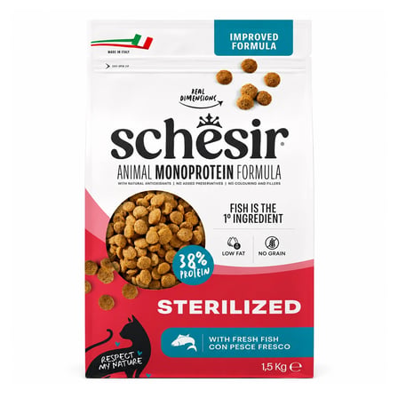 Schesir Monoprotein Balıklı Kısırlaştırılmış Yetişkin Kedi Maması 1,5 kg