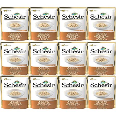 Schesir Kıyılmış Tavuklu Soslu Pouch Kedi Konservesi 85 Gr*12 Adet