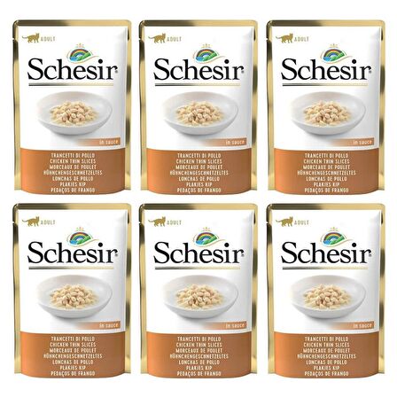 Schesir Kıyılmış Tavuklu Soslu Pouch Kedi Konservesi 85 Gr*6 Adet