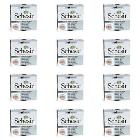 Schesir Jöle İçinde Ton Balıklı ve Levrekli Yetişkin Kedi Konservesi 85 Gr (12 Adet)