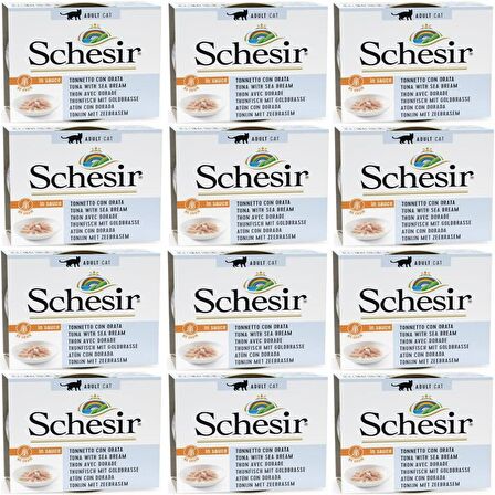 Schesir Soslu Ton Balıklı Çipuralı Yetişkin Kedi Konservesi 12 x 70 G