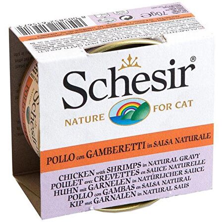 Schesir Naturel Soslu Tavuklu Ve Karidesli Kedi Konservesi 70 Gr X 6 Adet