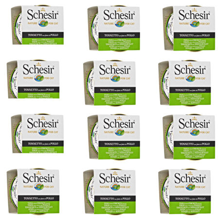 Schesir Ton Balıklı ve Tavuk Etli Yetişkin Kedi Konservesi 85 Gr (12 Adet)