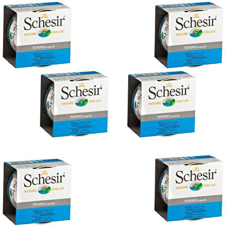 Schesir Suda Pişirilmiş Ton Balıklı Yetişkin Kedi Konservesi 85 gr X 6 Adet