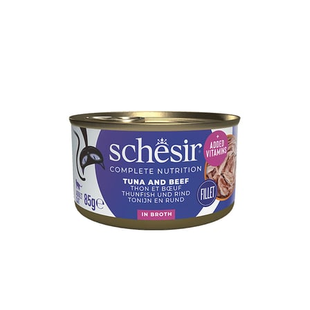 Schesir Ton Balıklı Sığır Filetolu ve Pirinçli Pişirme Suyunda Yetişkin Kedi Konservesi 85 Gr 12'li Paket