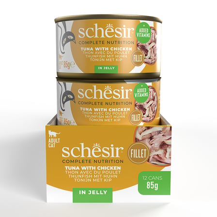 Schesir Jelly Ton Balıklı ve Tavuklu Yetişkin Kedi Konservesi 85 Gr 12'li Paket
