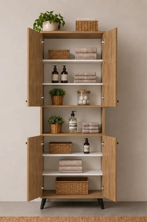 Reyo Enda Home Listra 4 Kapaklı Çok Amaçlı Dolap 170,8 cm,  Raflı, Depolama Dolabı - Atlantik Çam