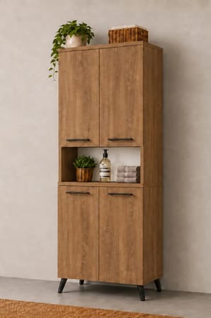 Reyo Enda Home Listra 4 Kapaklı Çok Amaçlı Dolap 170,8 cm,  Raflı, Depolama Dolabı - Atlantik Çam