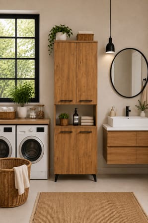 Reyo Enda Home Listra 4 Kapaklı Çok Amaçlı Dolap 170,8 cm,  Raflı, Depolama Dolabı - Atlantik Çam