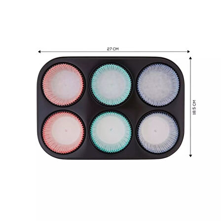 Guardini Gardenıa 6lı Muffin Kek Kalıbı Kağıtlı 27x18,5 Cm 06689907 