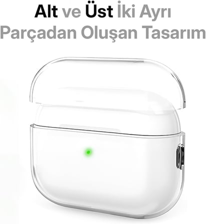 Airpods Pro 3 ile Uyumlu (2025) Şeffaf Cyrstal Clear Ultra Berrak Silikon Kılıf - Alt Üst Ayrı (Airpods Pro 3 2025)