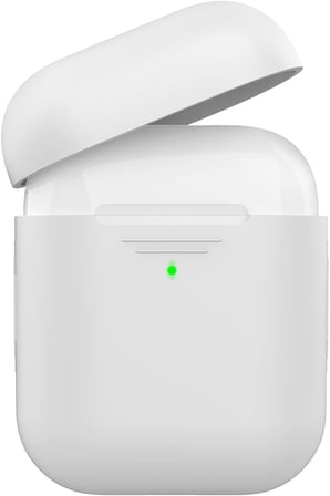 AirPods 1–2 Nesil Uyumlu Silikon Kılıf – İnce ve Hafif Tasarım, Darbe Emici Yumuşak Doku, Kablosuz Şarj ve LED Gösterge Uyumlu Koruyucu Kılıfk Beyaz