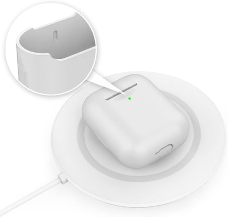 AirPods 1–2 Nesil Uyumlu Silikon Kılıf – İnce ve Hafif Tasarım, Darbe Emici Yumuşak Doku, Kablosuz Şarj ve LED Gösterge Uyumlu Koruyucu Kılıfk Beyaz