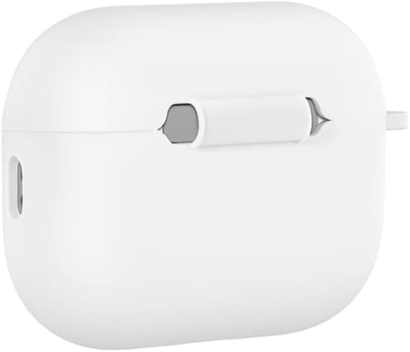 AirPods Pro 3 Uyumlu Silikon Kılıf – Darbe ve Çizilme Koruyucu, Soft Touch Silikon, Kablosuz Şarj Destekli, Taşıma İpi Slotlu (Beyaz)