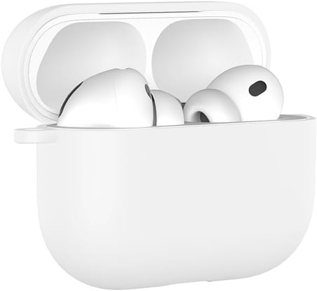 AirPods Pro 3 Uyumlu Silikon Kılıf – Darbe ve Çizilme Koruyucu, Soft Touch Silikon, Kablosuz Şarj Destekli, Taşıma İpi Slotlu (Beyaz)