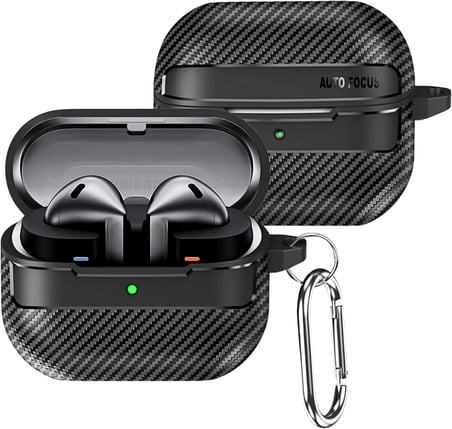 Samsung Galaxy Buds3 / Galaxy Buds3 Pro Ve Galaxy Buds 3 Fe Uyumlu Karbon Fiber Hybrid Polymer Technology Kulaklik Kilifi (Siyah)