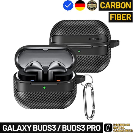 Samsung Galaxy Buds3 / Galaxy Buds3 Pro Ve Galaxy Buds 3 Fe Uyumlu Karbon Fiber Hybrid Polymer Technology Kulaklik Kilifi (Siyah)