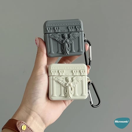 AirPods Pro için Kılıf Cartoon Figürlü Silikon Crtn-Fgr-Pry-Angl-Gri [AirPods Pro ile Uyumlu Kılıf - Gri - Koyu Gri]
