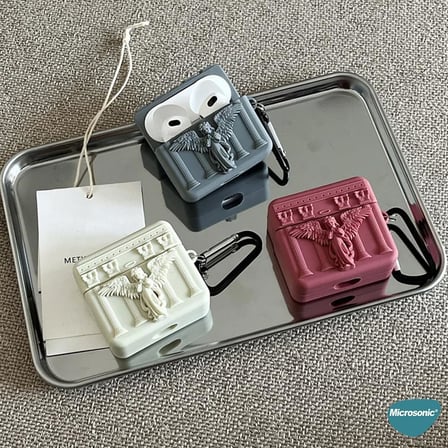 AirPods Pro için Kılıf Cartoon Figürlü Silikon Crtn-Fgr-Pry-Angl-Gri [AirPods Pro ile Uyumlu Kılıf - Gri - Koyu Gri]