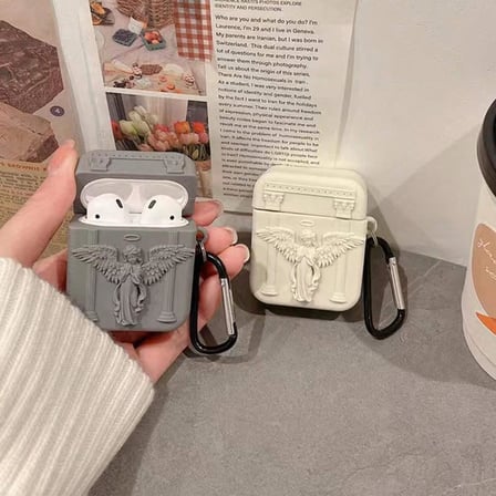 AirPods Pro için Kılıf Cartoon Figürlü Silikon Crtn-Fgr-Pry-Angl-Gri [AirPods Pro ile Uyumlu Kılıf - Gri - Koyu Gri]