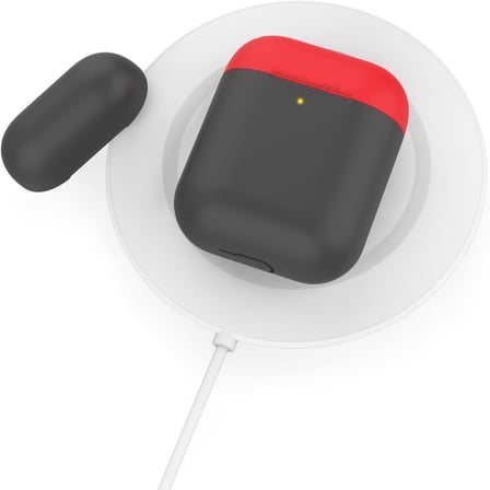 AirPods 1–2 Nesil Uyumlu Silikon Kılıf – Mat Yumuşak Doku, Darbe Emici, Kaymaz Yüzey, Kablosuz Şarj Destekli, Yedek Üst Kapak Hediyeli Koruyucu Kılıf Siyah