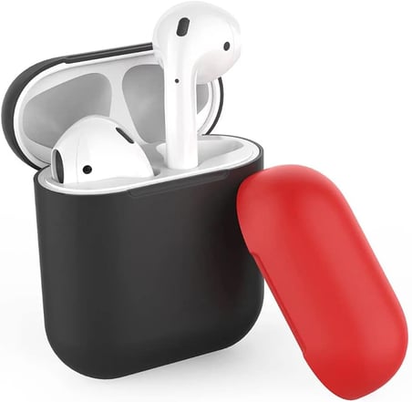 AirPods 1–2 Nesil Uyumlu Silikon Kılıf – Mat Yumuşak Doku, Darbe Emici, Kaymaz Yüzey, Kablosuz Şarj Destekli, Yedek Üst Kapak Hediyeli Koruyucu Kılıf Siyah