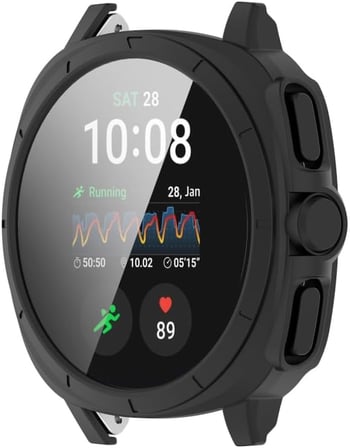 Samsung Galaxy Watch 7 40mm için 2’si 1 Arada Sert Polikarbonat Kasa ve Ekran Koruyuculu Kılıf Dokunma ve Netliği Etkilemeyen Çizilme ve Darbe Önleyici Watch 7 40mm Koruyucu Kılıf (Siyah)
