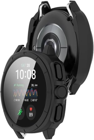 Samsung Galaxy Watch 7 40mm için 2’si 1 Arada Sert Polikarbonat Kasa ve Ekran Koruyuculu Kılıf Dokunma ve Netliği Etkilemeyen Çizilme ve Darbe Önleyici Watch 7 40mm Koruyucu Kılıf (Siyah)