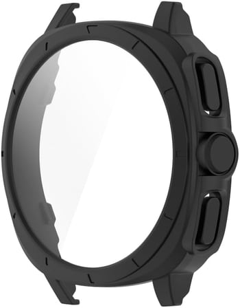 Samsung Galaxy Watch 7 40mm için 2’si 1 Arada Sert Polikarbonat Kasa ve Ekran Koruyuculu Kılıf Dokunma ve Netliği Etkilemeyen Çizilme ve Darbe Önleyici Watch 7 40mm Koruyucu Kılıf (Siyah)