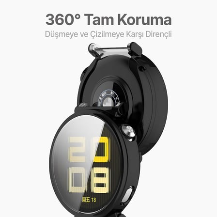 Huawei Watch GT5 Pro 42mm için Saati Tam Saran TPU Ekran Koruyuculu Çizilme ve Darbelere Karşı Koruma Sağlayan Dokunmatik Etkilemeyen Silikon Kılıf (Siyah, GT5 Pro 42mm)