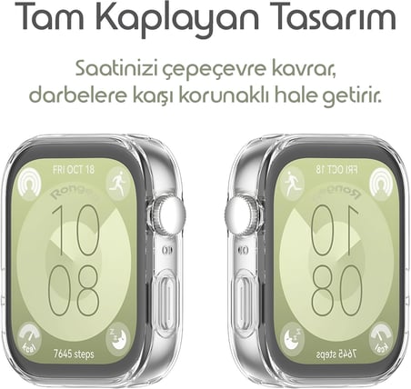 [Soft-Case] Huawei Watch Fit 3 için 360° Kasa Koruyucu Yumuşak TPU Kılıf Dokunma ve Netliği Etkilemeyen Fit 3 Koruyucu Darbelere Karşı Huawei Watch Fit 3 Ekran Koruyuculu Kılıf (Şeffaf)