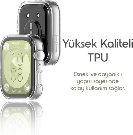 [Soft-Case] Huawei Watch Fit 3 için 360° Kasa Koruyucu Yumuşak TPU Kılıf Dokunma ve Netliği Etkilemeyen Fit 3 Koruyucu Darbelere Karşı Huawei Watch Fit 3 Ekran Koruyuculu Kılıf (Şeffaf)