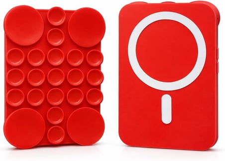 MagSafe ile Uyumlu Vantuzlu Telefon Tutucu – Silikon Octopus Suction Cup Phone Holder, Kılıf Arkasına Yapışan Manyetik Stand, Selfie Video Vlog Çekim için Eller Serbest (Kırmızı)